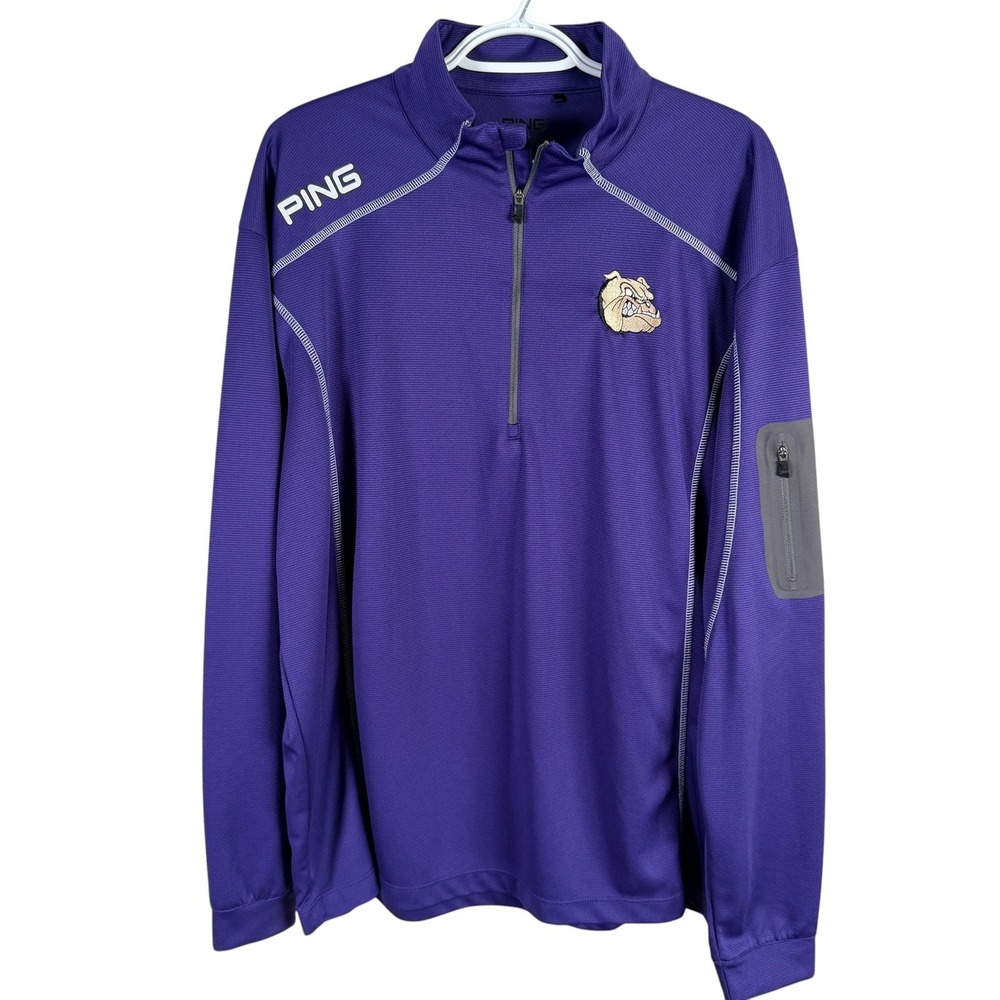 Ping 1/4 Zip Golf Pullover Bulldogs Men XL Purple Performance Stretch Pocket